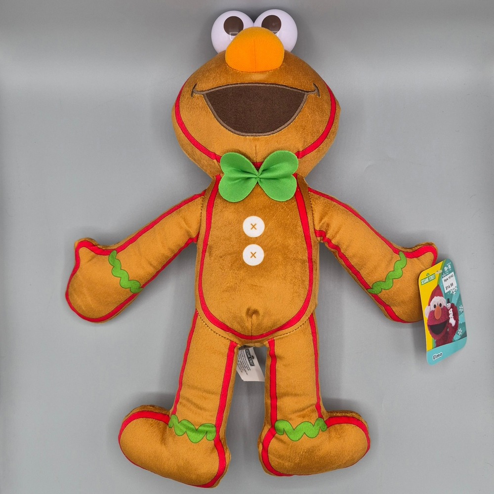 Sesame Street Elmo Gingerbread Man Christmas Plush Just Play 18163 New With Tags